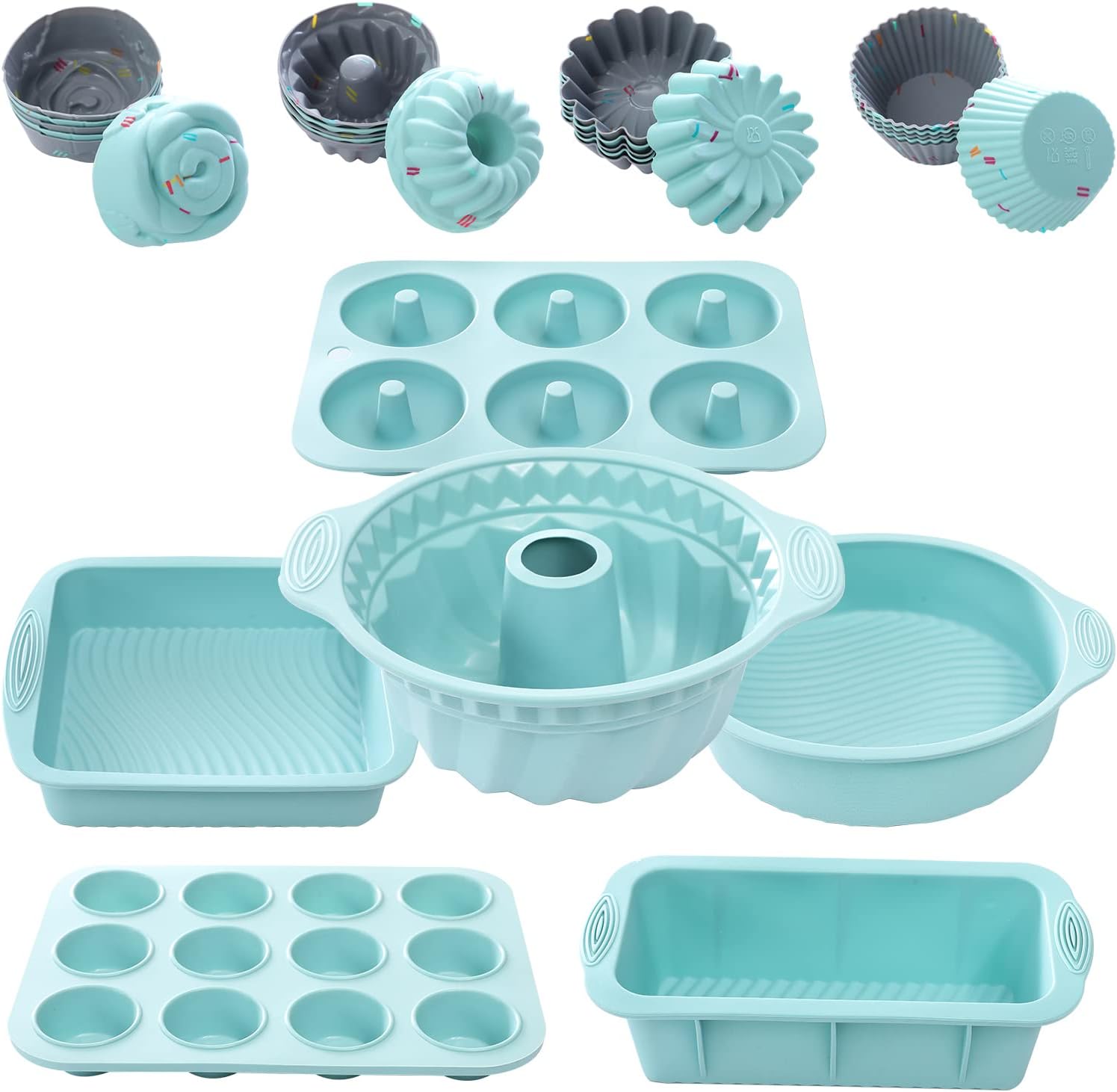 zmkele 30-Piece Nonstick Silicone Bakeware Set