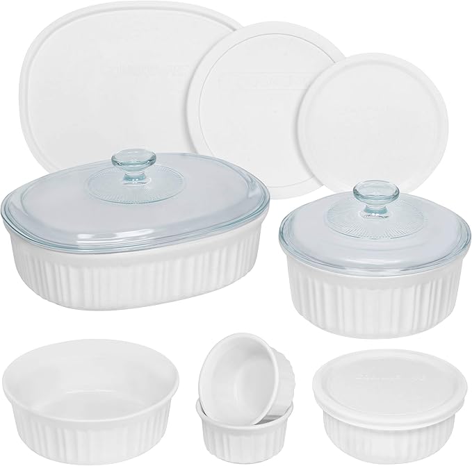 CorningWare French White 12-Piece Ceramic Bakeware Set – Timeless Elegance & Durability