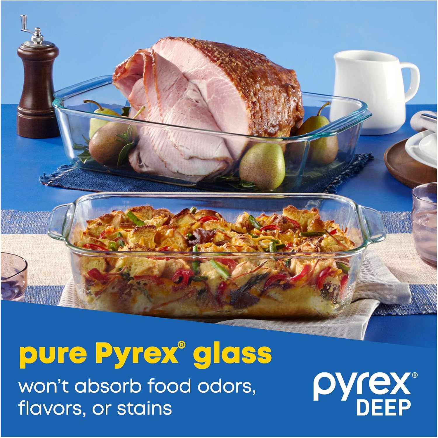 Pyrex Deep 3-Pack Glass Baking Dish Set – More Space, Less Mess