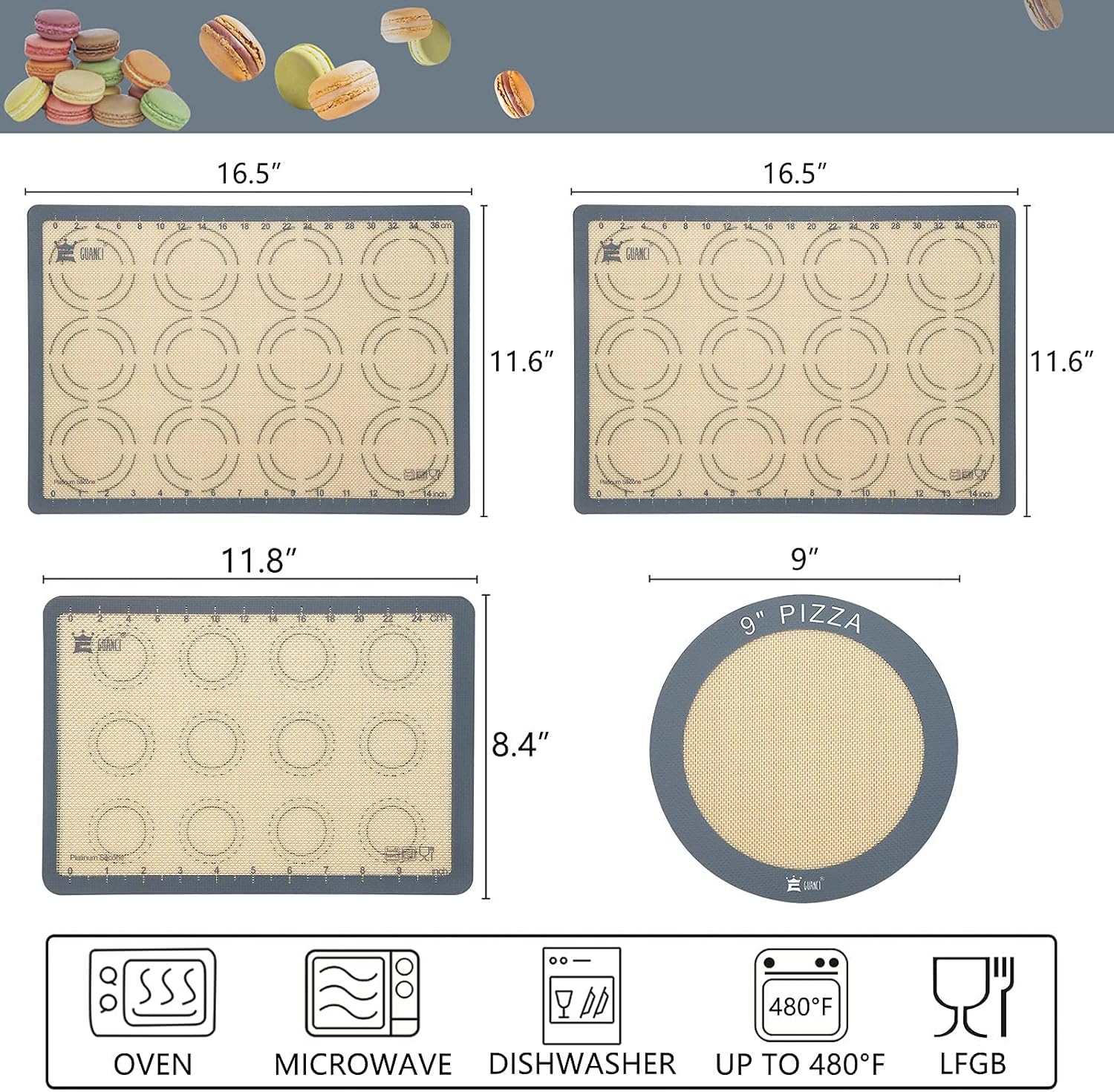 GUANCI Silicone Baking Mat Set