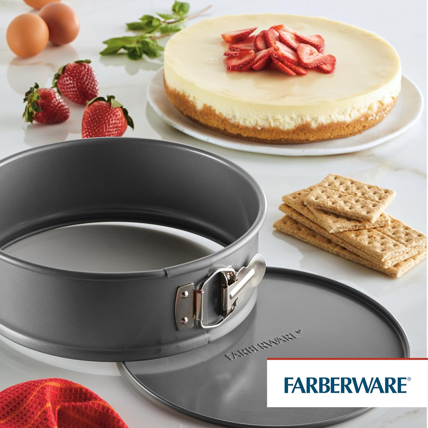 Farberware Bakeware Springform Baking Pan – 9 Inch, Dark Gray