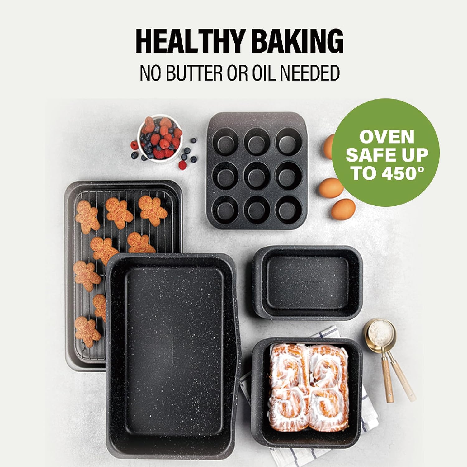 Granitestone Black 6 Pc Stackable Nonstick Bakeware Set